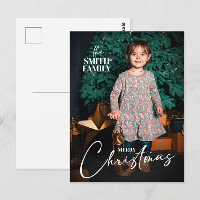 Carte Postale Joie classique Joyeux Noël Vacances Enfants Photo (Devant / Derrière)