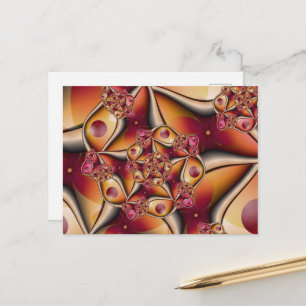 Carte Postale Joie Colorée Abstrait Fantaisie Fractale Rouge Ora
