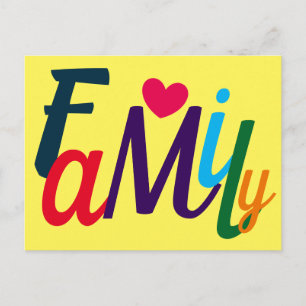 Carte Postale Joli Amour Familial Coloré
