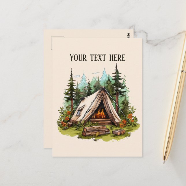 Carte Postale Joli amoureux du camping ajouter du texte (Devant/Arrière en situation)
