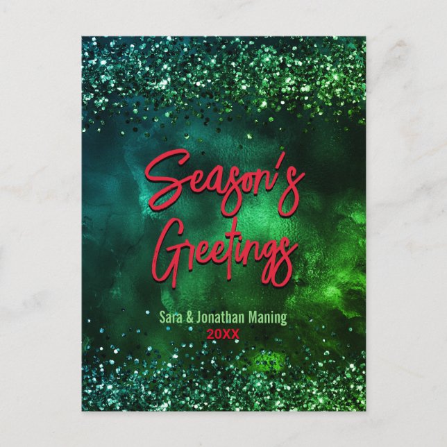 Carte Postale Joli art de marbre rouge vert Noël nouvel an (Devant)