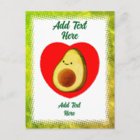 Joli Avocat Vert Dessin Animé Dans un Cœur Rouge V