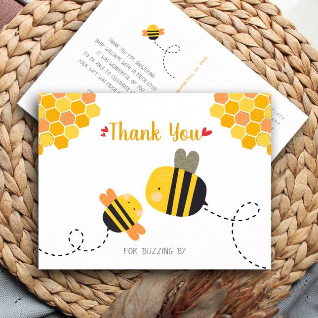 Carte Postale Joli Baby shower d'abeille doux Merci bourdonnant  (Créateur téléchargé)