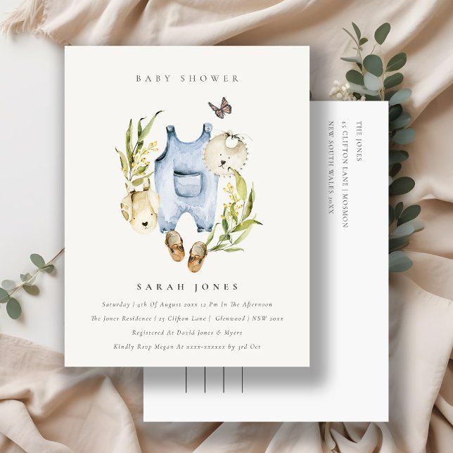 Carte Postale Joli Baby shower de Vêtements Bébés en feuillage b (Créateur téléchargé)