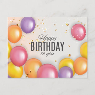 Carte Postale Joli Balloon d'anniversaire Confetti Moderne