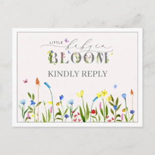 Carte Postale Joli bébé en fleur Baby shower Fleur sauvage RSVP