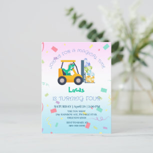 Carte Postale Joli bébé tracteur de dinosaure Camion Anniversair