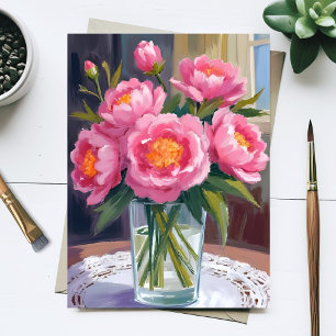 Carte Postale Joli Bouquet de Fleurs Roses   Floral de Pivoine