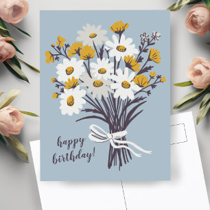 Carte Postale Joli bouquet de pâquerettes CUSTOM Joyeux Annivers