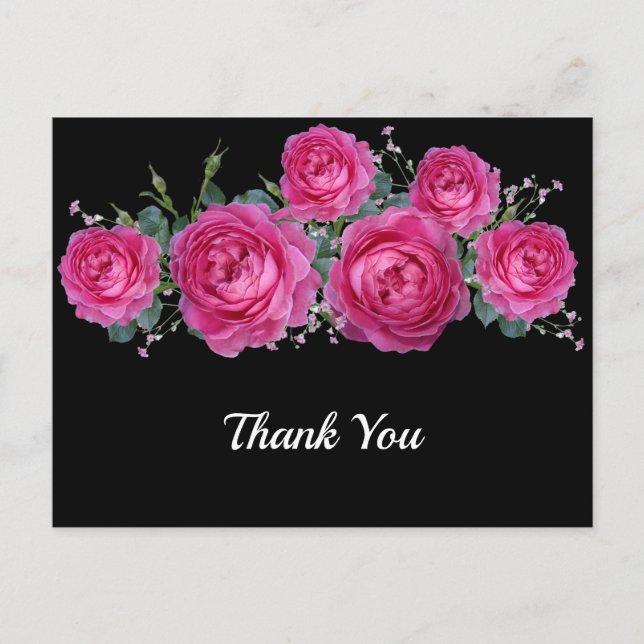Carte Postale Joli bouquet rose Rose Merci floral (Devant)