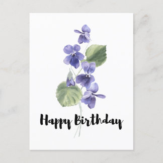 Carte Postale Joli bouquet violet Joyeux Anniversaire