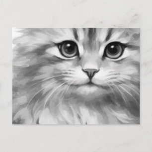 Carte Postale Joli chat aux nuances de gris