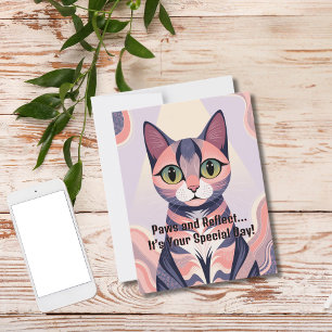 Carte Postale Joli Chat Coloré, Amusant, Chic, Anniversaire Fant