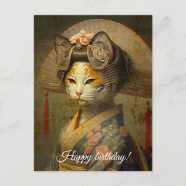 Carte Postale Joli chat geisha. Personnalisez.