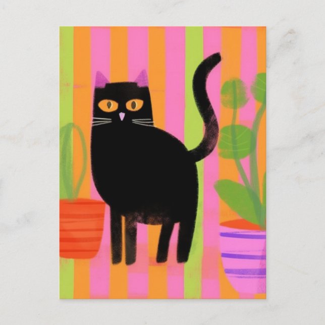 Carte Postale Joli Chat Noir (Devant)