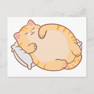 Carte Postale Joli Chat Roux Endormi Coussin