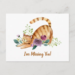 Carte Postale Joli chat tigre qui vous manque