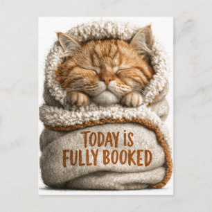 Carte Postale Joli chaton roux endormi enveloppé dans une couver