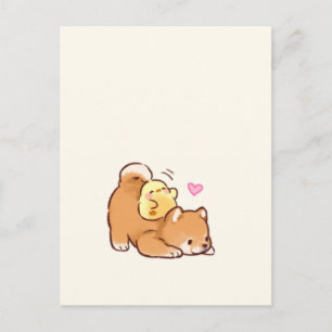 Carte Postale Joli chiot et poussin
