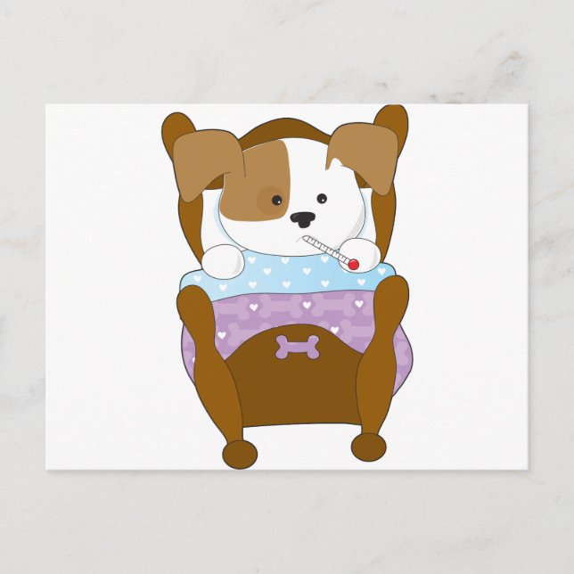 Carte Postale Joli chiot malade (Devant)
