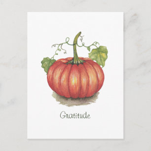 Carte Postale Joli Citrouille Avec Vins En Aquarelle