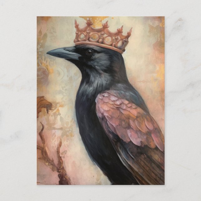 Carte Postale Joli corbeau dans une couronne  (Devant)