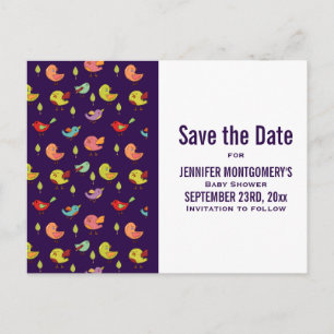 Carte Postale Joli couleur Whimsical Birds Baby shower Motif