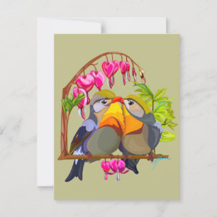 Carte Postale Joli couple d'oiseaux Robin de Pékin