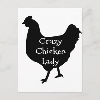 Carte Postale Joli Crazy Poulet Lady Poulet Silhouette