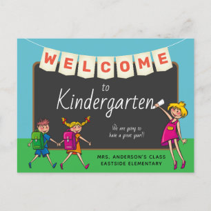 Carte Postale Joli Dessin Bienvenue Au Jardin D'Enfants