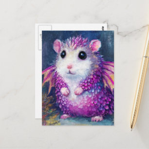 Carte Postale Joli dragon hamster rose