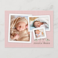 Joli en rose Photo Faire-part de naissance encadré