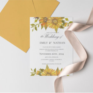 Carte Postale Joli Faire-part de mariage floral de tournesol jau