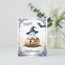 Joli fantôme Halloween à l'aquarelle sur une citro