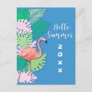 Carte Postale Joli Flamant Rose Tropical Bonjour Été