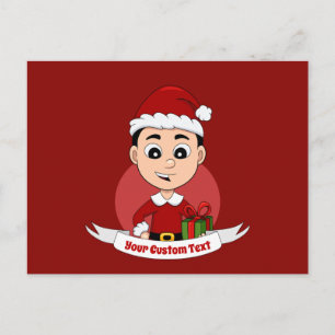 Carte Postale Joli garçon de Noël aux cheveux noirs