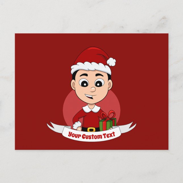Carte Postale Joli garçon de Noël aux cheveux noirs (Devant)
