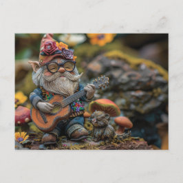 Carte Postale Joli gnome musical jouant de la guitare