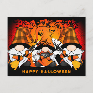 Carte Postale Joli Halloween Gnome Orange Plaid