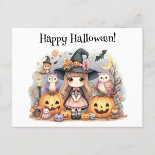 Carte Postale Joli Halloween Kawaii