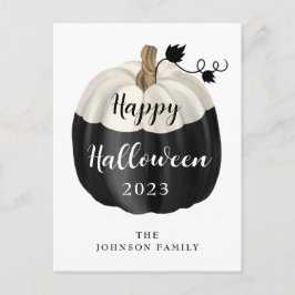 Carte Postale Joli Halloween Noir Et Blanc Citrouille