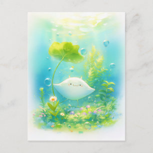 Carte Postale Joli Jardin Marin de Raie Manta Kawaii