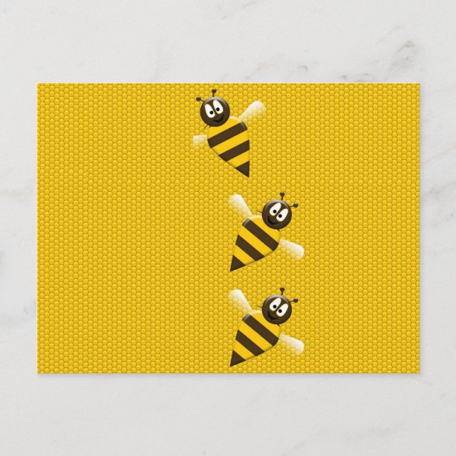 Carte Postale Joli Jaune Brown Abstrait Miel abeilles Motif (Devant)