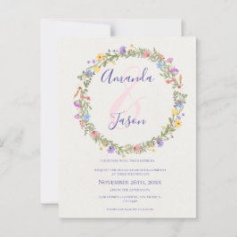 Carte Postale Joli Jaune violet Fleur sauvage Mariage de couronn