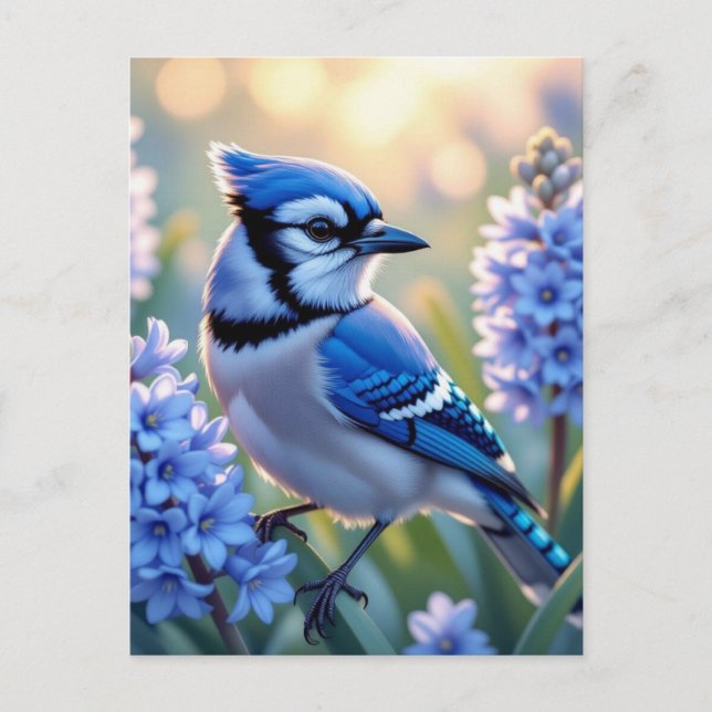 Carte Postale Joli Jay et Lilacs Bleus | Je Dis Salut. (Devant)