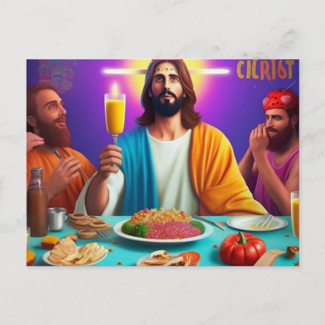 Carte Postale Joli Jésus coloré à son anniversaire (Devant)
