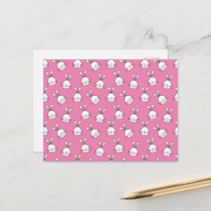 Carte Postale Joli lapin blanc de Pâques sur rose