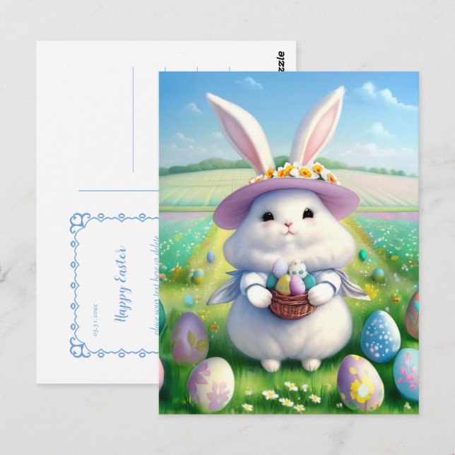 Carte Postale Joli Lapin de Pâques 01 (Devant / Derrière)