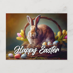 Carte Postale Joli Lapin de Pâques Heureux