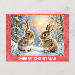 Carte Postale Joli Lapin Lapin Forêt Bois Joyeux Noël